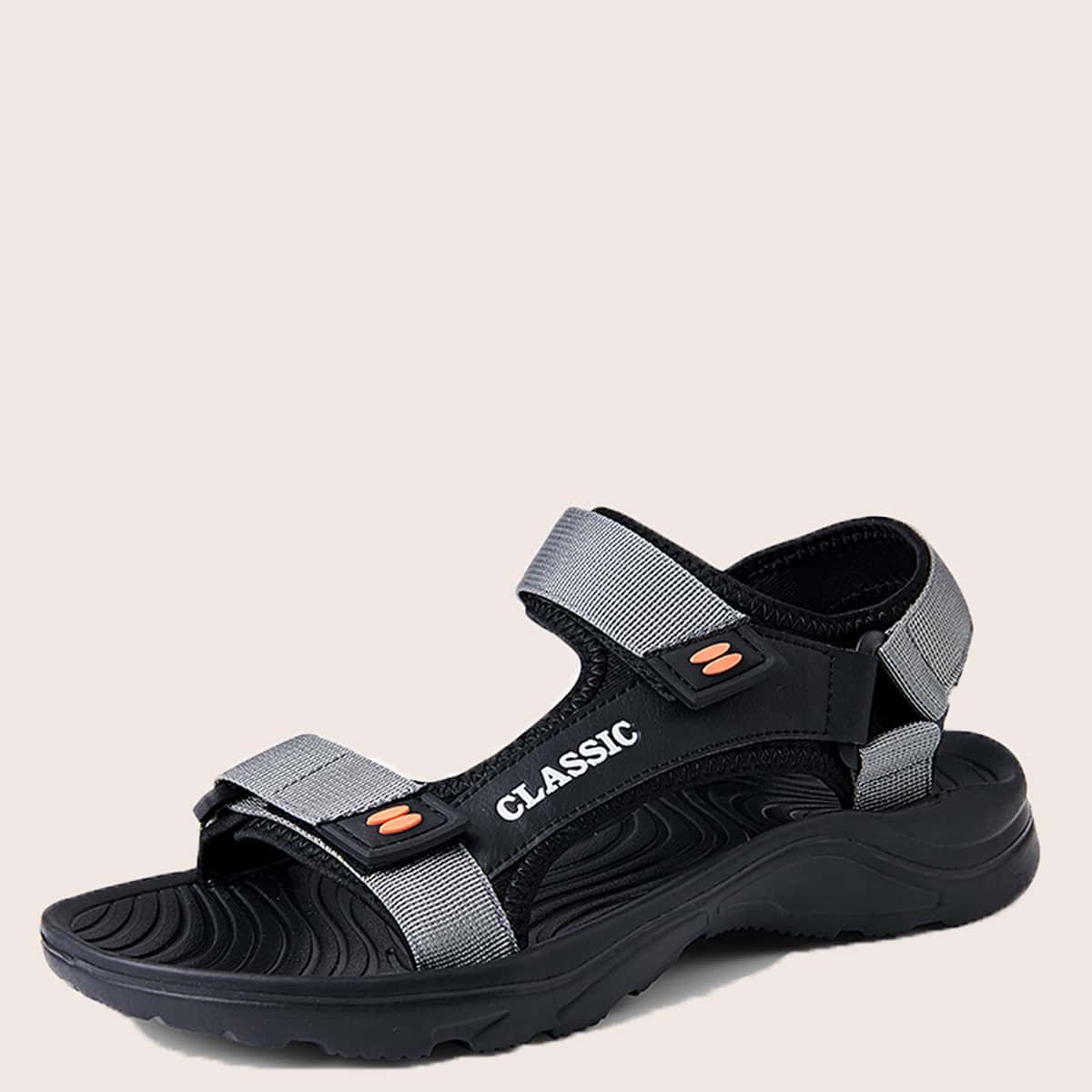 

Guys Letter Graphic Velcro Strap Sandals, Grey