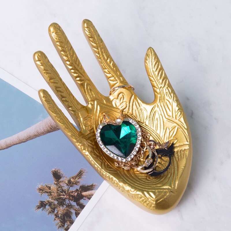 

1pc Hand Shaped Jewelry Display Rack, Gold
