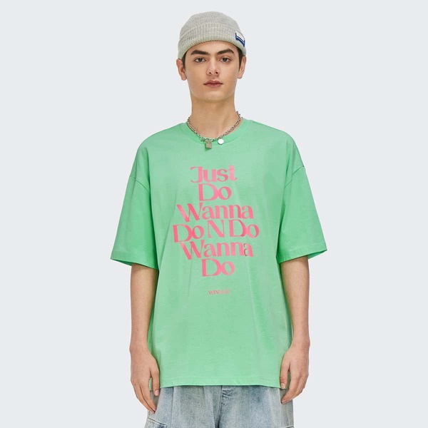 

Men Drop Shoulder Letter Graphic Tee, Pastel mint green