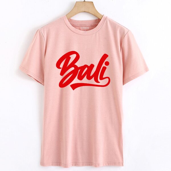 

Letter Graphic Round Neck Tee, Coral pink