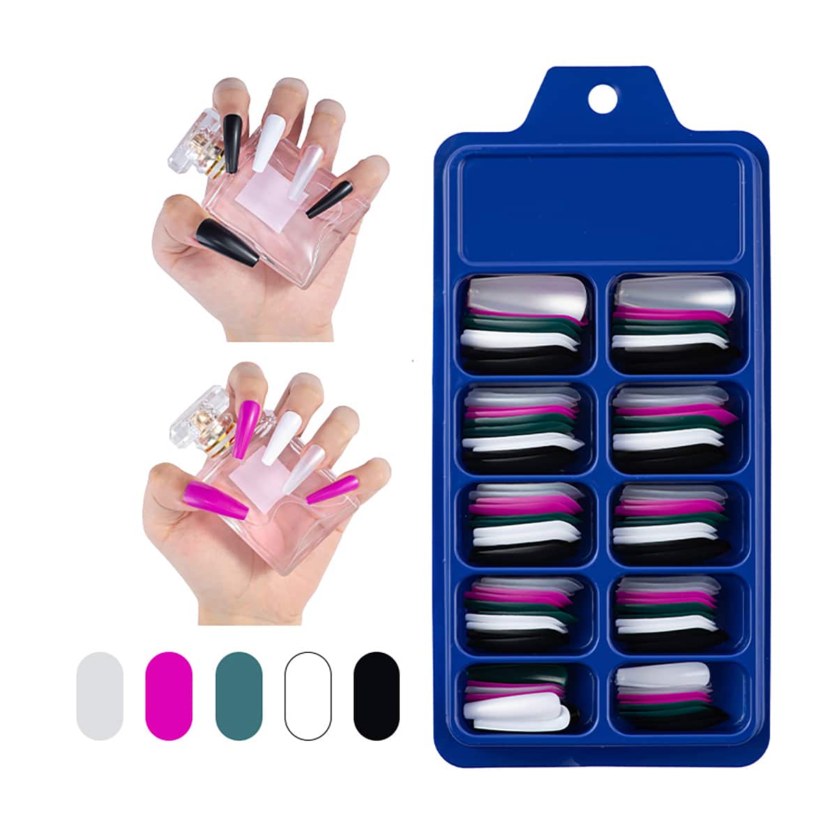 

100pcs Solid Fake Nail, Multicolor