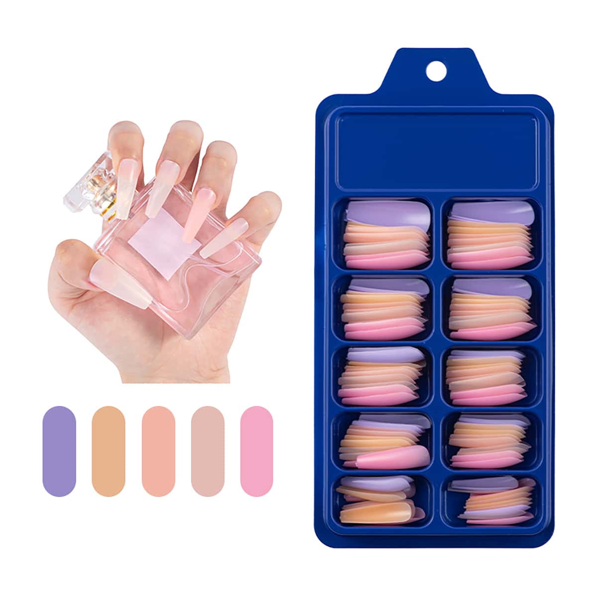 

100pcs Solid Fake Nail, Multicolor