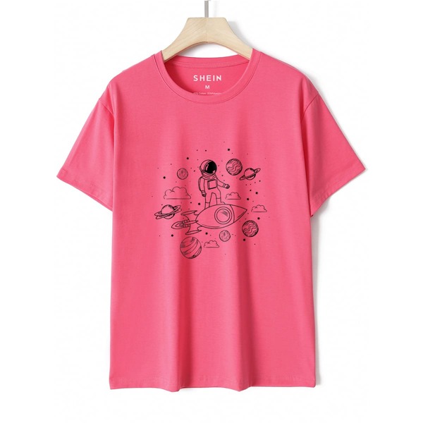 

Astronaut And Galaxy Print Tee, Pink