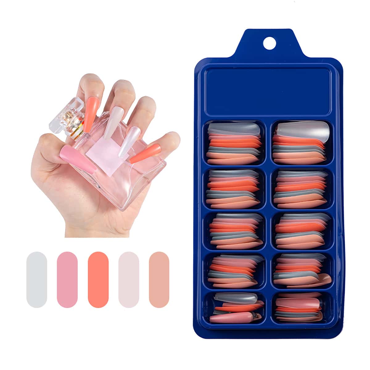 

100pcs Solid Fake Nail, Multicolor