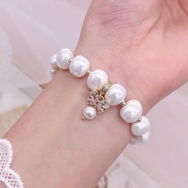 

Natural Pearl Beaded Bracelet, White