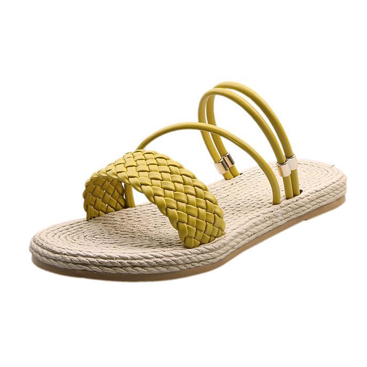 

Braided Strap Slide Sandals, Yellow
