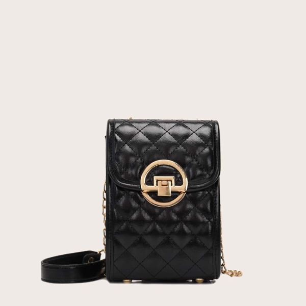 

Quilted Flap Crossbody Bag, Black
