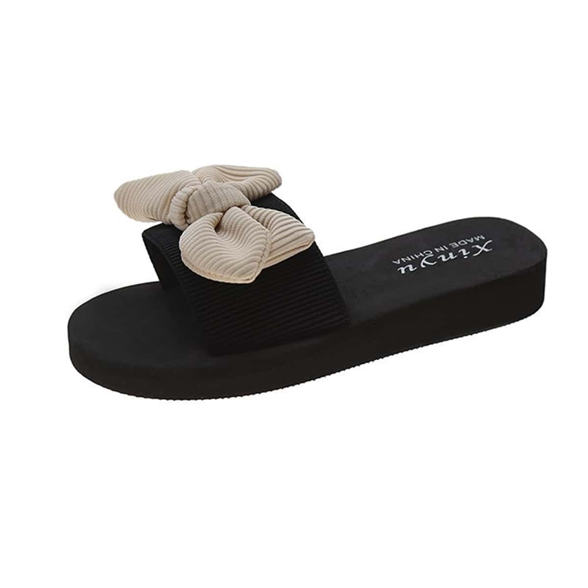 

Bow Knot Slides, Beige