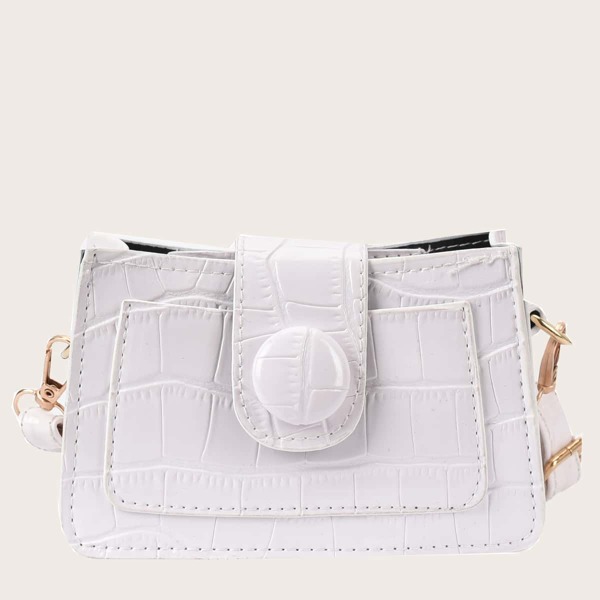 

Mini Croc Embossed Crossbody Bag, White