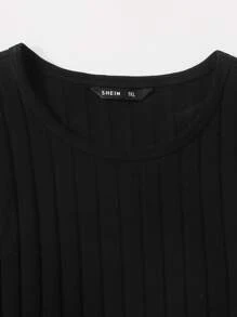 SHEIN Plus Drawstring Knot Ruched Dress - Black - View 4