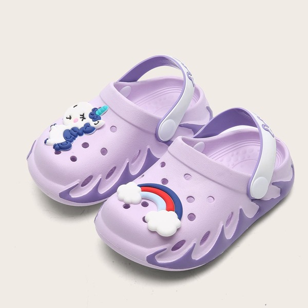 

Girls Cartoon Decor Vented Clogs, Purple