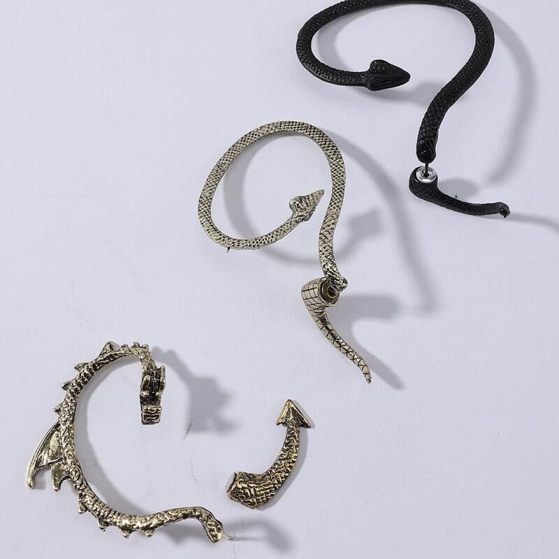 

3pcs Snake Design Earring, Multicolor