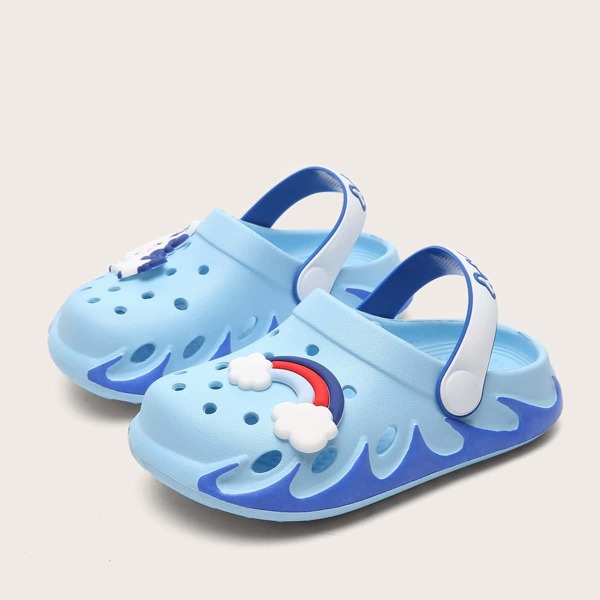 

Boys Cartoon Decor Vented Clogs, Baby blue