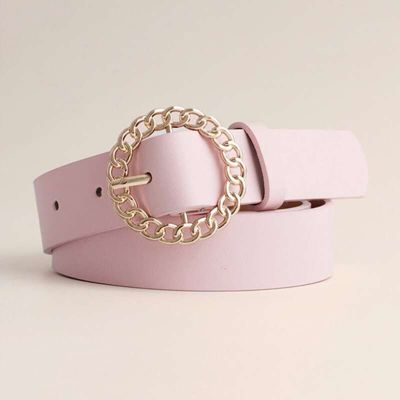 

Hollow Ring Buckle Belt, Baby pink