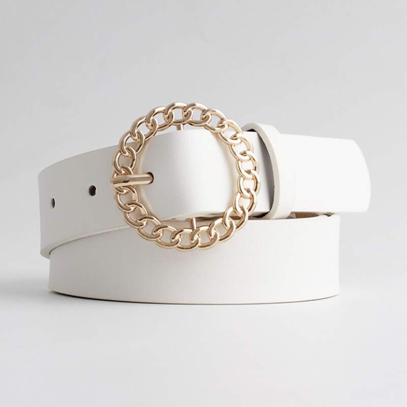 

Hollow Ring Buckle Belt, White