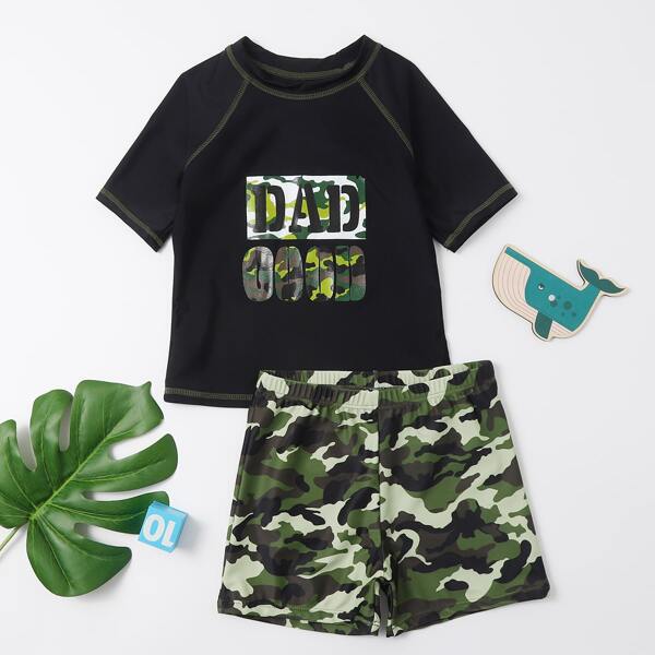 

Boys Camo Pattern Shorts Swimsuit, Multicolor