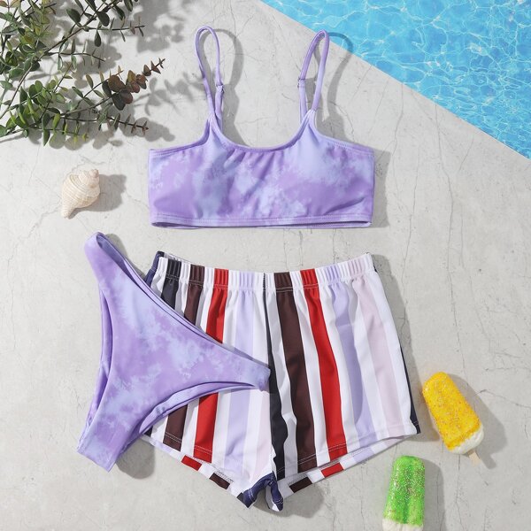 

3pack Girls Tie Dye Bikini Swimsuit, Purple