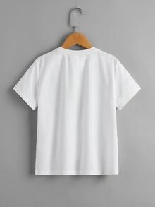 SHEIN 男孩羽毛圖案T恤 - 白色 - 查看 2