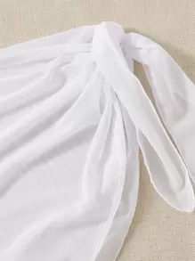 Plus Size 3packs Letter Graphic Bikini Set & Beach Skirt Summer Beach