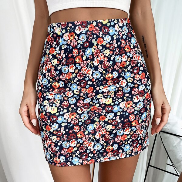 

Floral Print Mini Skirt, Multicolor