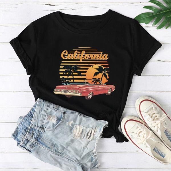 

Car & Letter Graphic Tee, Black