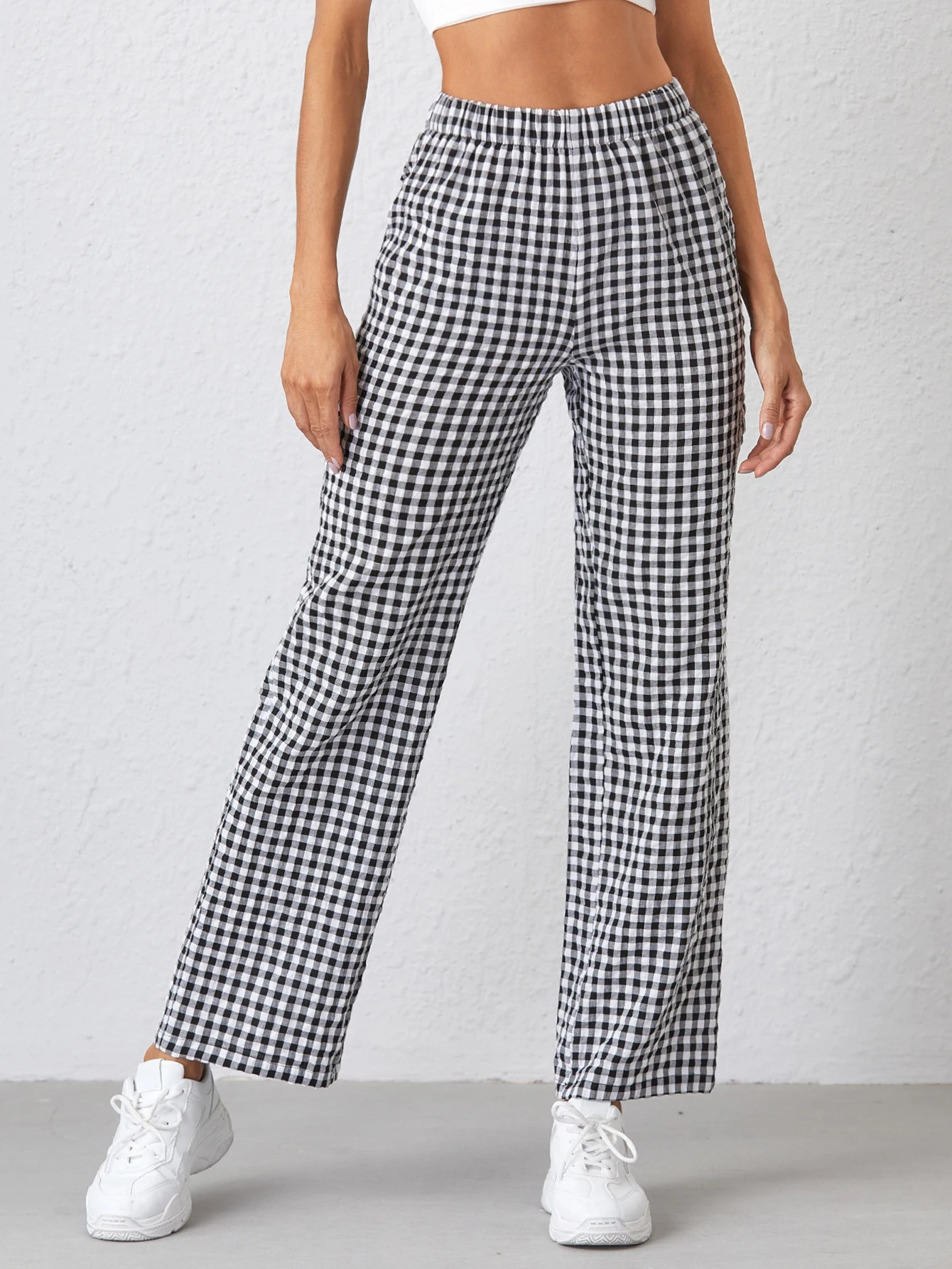 Gingham straight leg pants Clearance