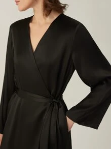 MOTF PREMIUM SILK BELTED GRADE 6A 22MM NIGHT ROBE - Black - View 6