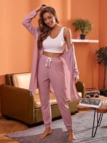 Bộ 3 áo ba lỗ & quần & áo choàng PJ / Bộ Pyjama - Nhiều màu - Xem 5