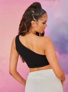 SHEIN 1 PC Heart & Letter Graphic Top - Black - View 2