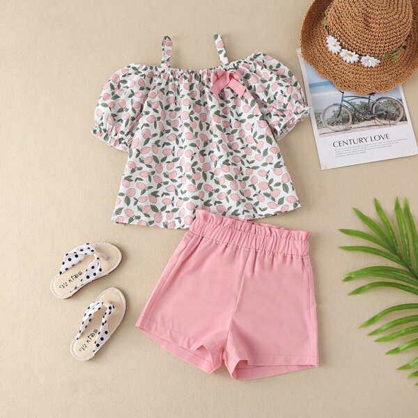 

Toddler Girls Allover Fruit Cold Shoulder Blouse & Shorts, Multicolor