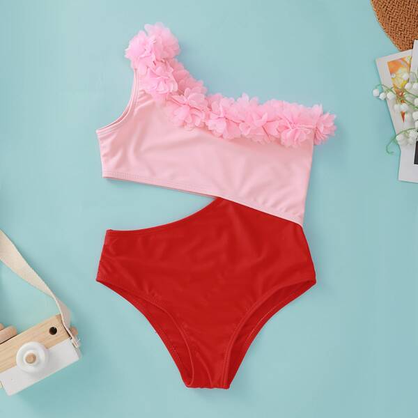 

Toddler Girls Appliques One Piece Swimsuit, Multicolor
