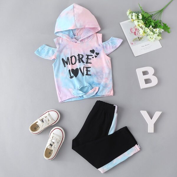 

Toddler Girls Tie Dye Slogan Graphic Hooded Tee & Sweatpants, Multicolor