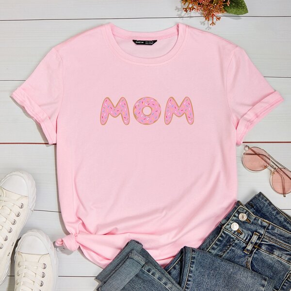 

Letter Graphic Short Sleeve Tee, Baby pink