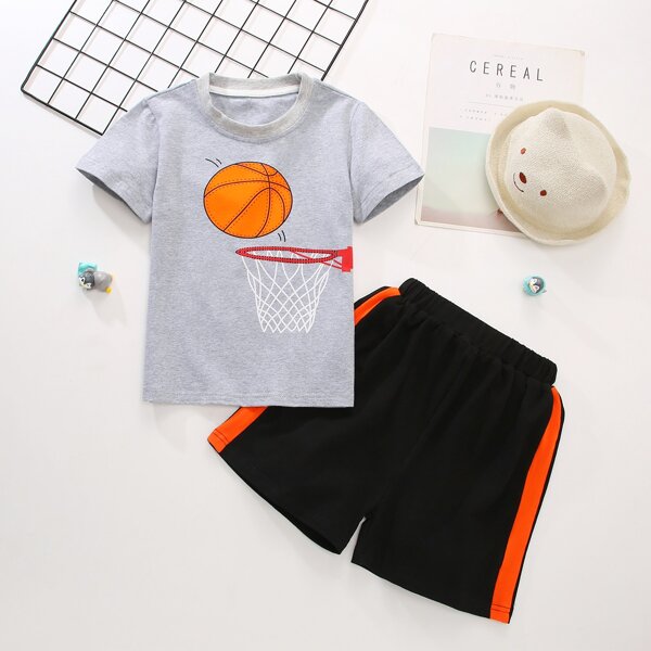 

Toddler Boys Basketball Print Tee & Track Shorts, Multicolor