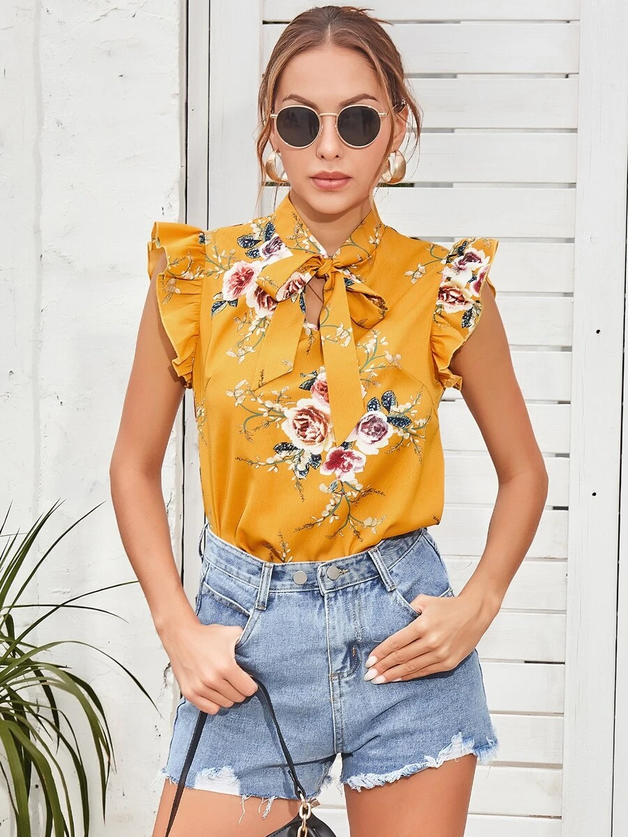 Áo sơ mi Hoa Giải trí - Màu vàng - Xem 1