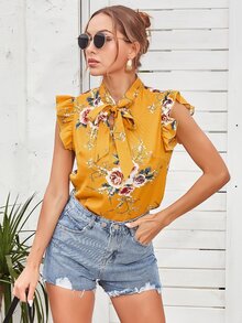 Áo sơ mi Hoa Giải trí - Màu vàng - Xem 3