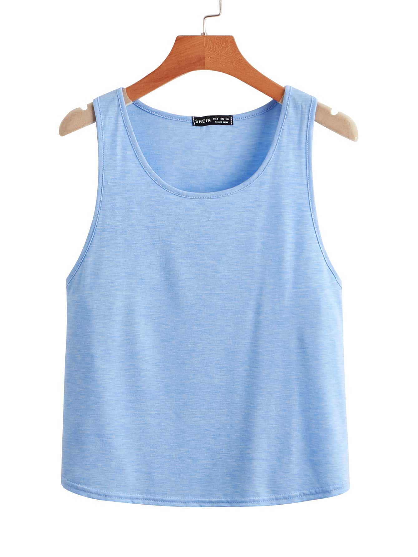 Tank top bajo curvo de cuello redondo - Celeste - Ver 1