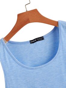 Tank top bajo curvo de cuello redondo - Celeste - Ver 3