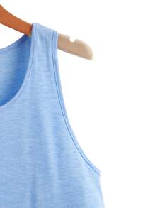 Tank top bajo curvo de cuello redondo - Celeste - Ver 4