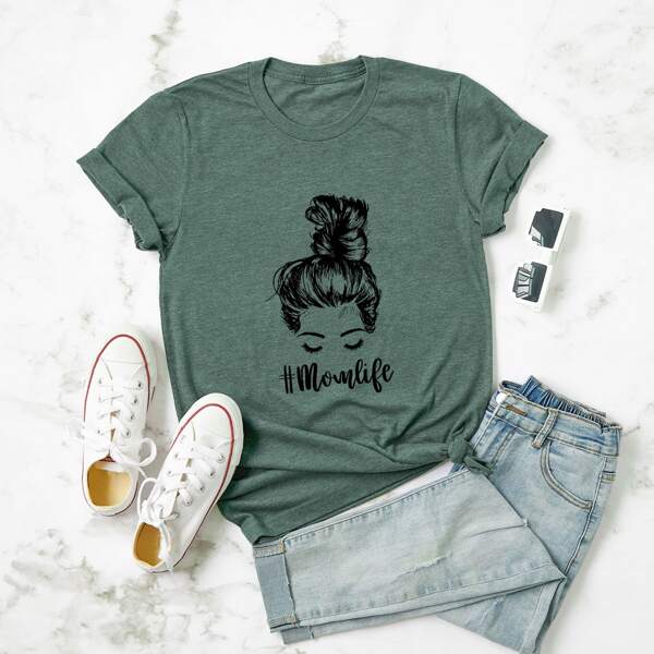 

Plus Letter And Figure Graphic Tee, Green