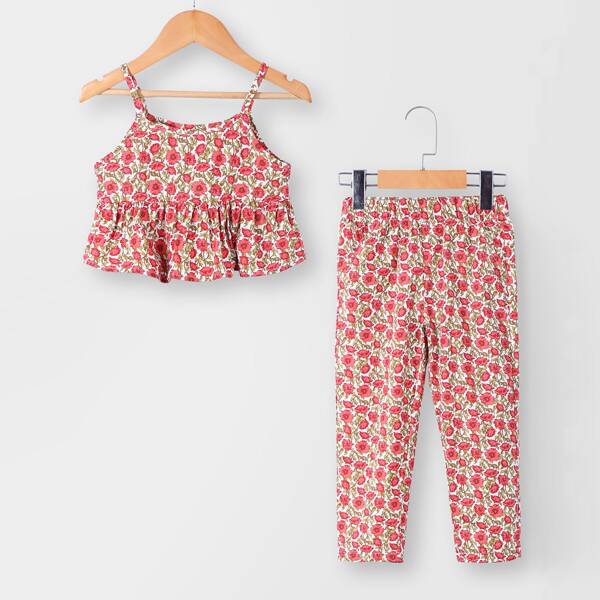 

Toddler Girls Allover Floral Cami Top With Pants, Multicolor