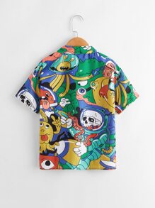 SHEIN 男孩卡通圖案襯衫