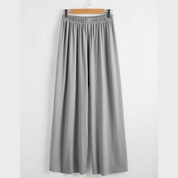 

Solid Wide Leg Pants, Grey