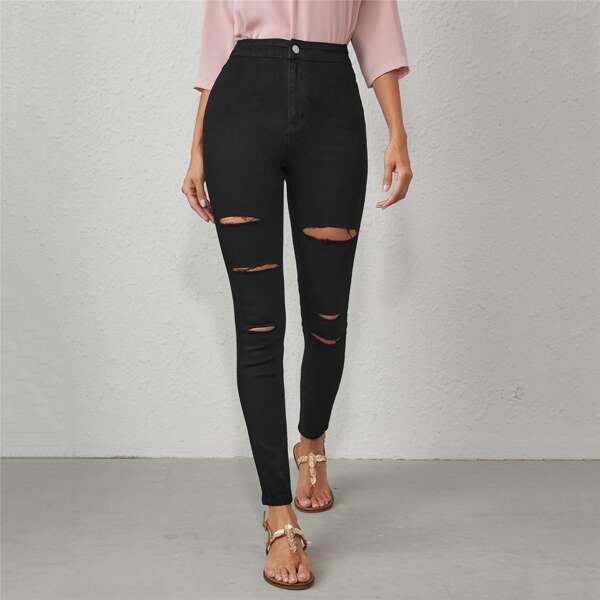 

Ripped Skinny Jeans, Black