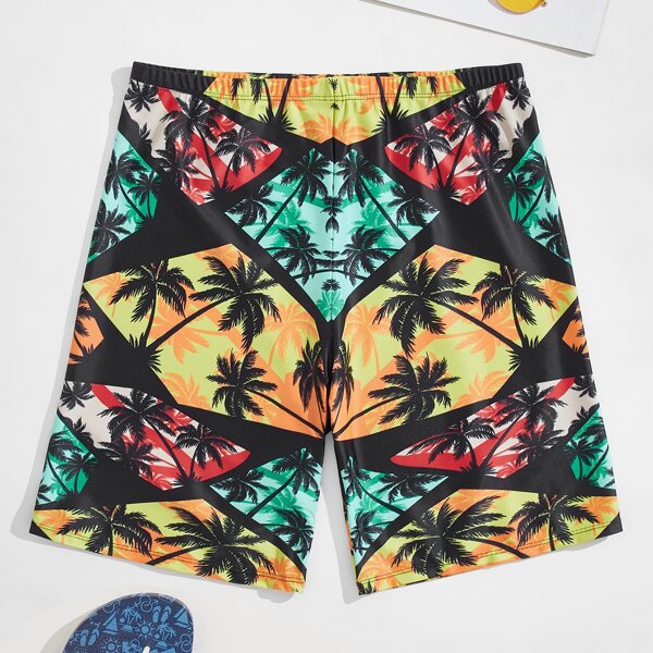 

Men Tropical Print Swim Trunks, Yellow