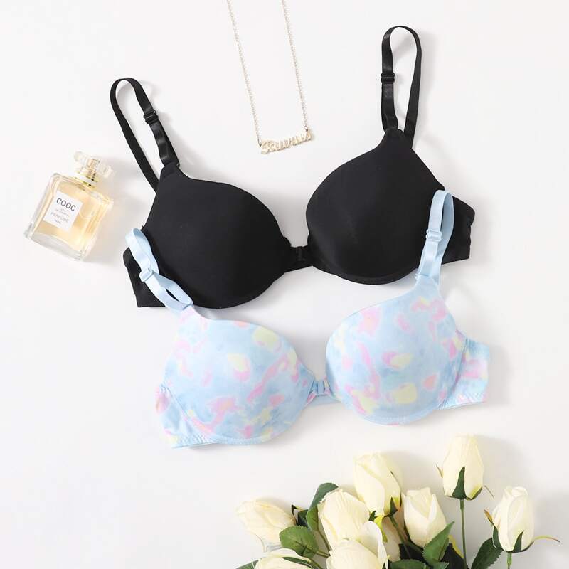 

2pack Tie Dye Super Push Up Bra Set, Multicolor