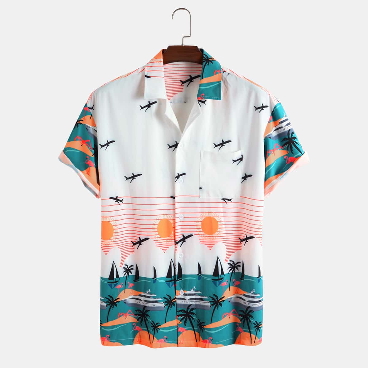 

Guys Tropical Print Button Up Shirt, Multicolor