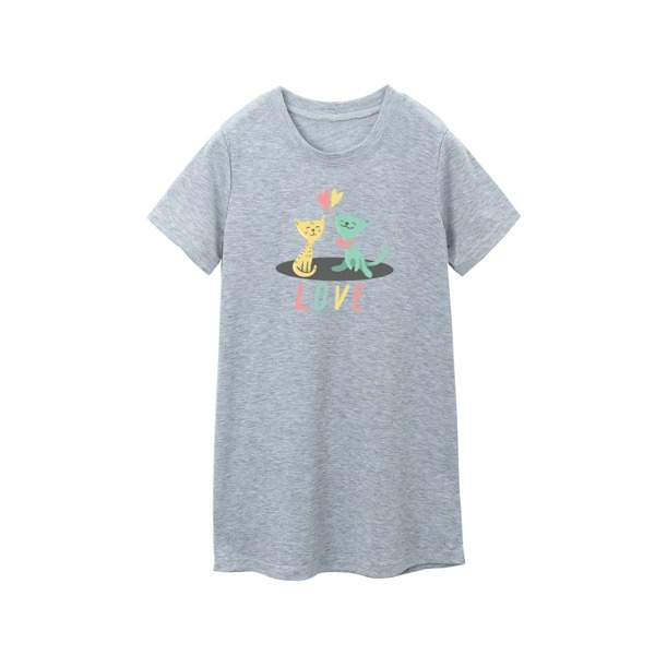 

Toddler Girls Cartoon And Letter Graphic Tee Dress, Grey