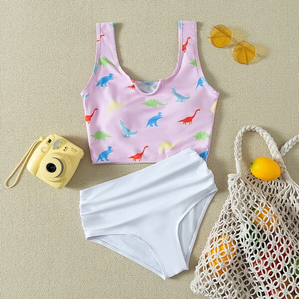 

Random Dinosaur Print Bikini Swimsuit, Multicolor