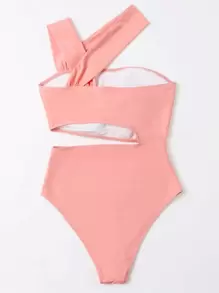 Cut-Out Waist One-Piece Swimsuit, For Summer Beach Vacation - Coral Orange - View 2